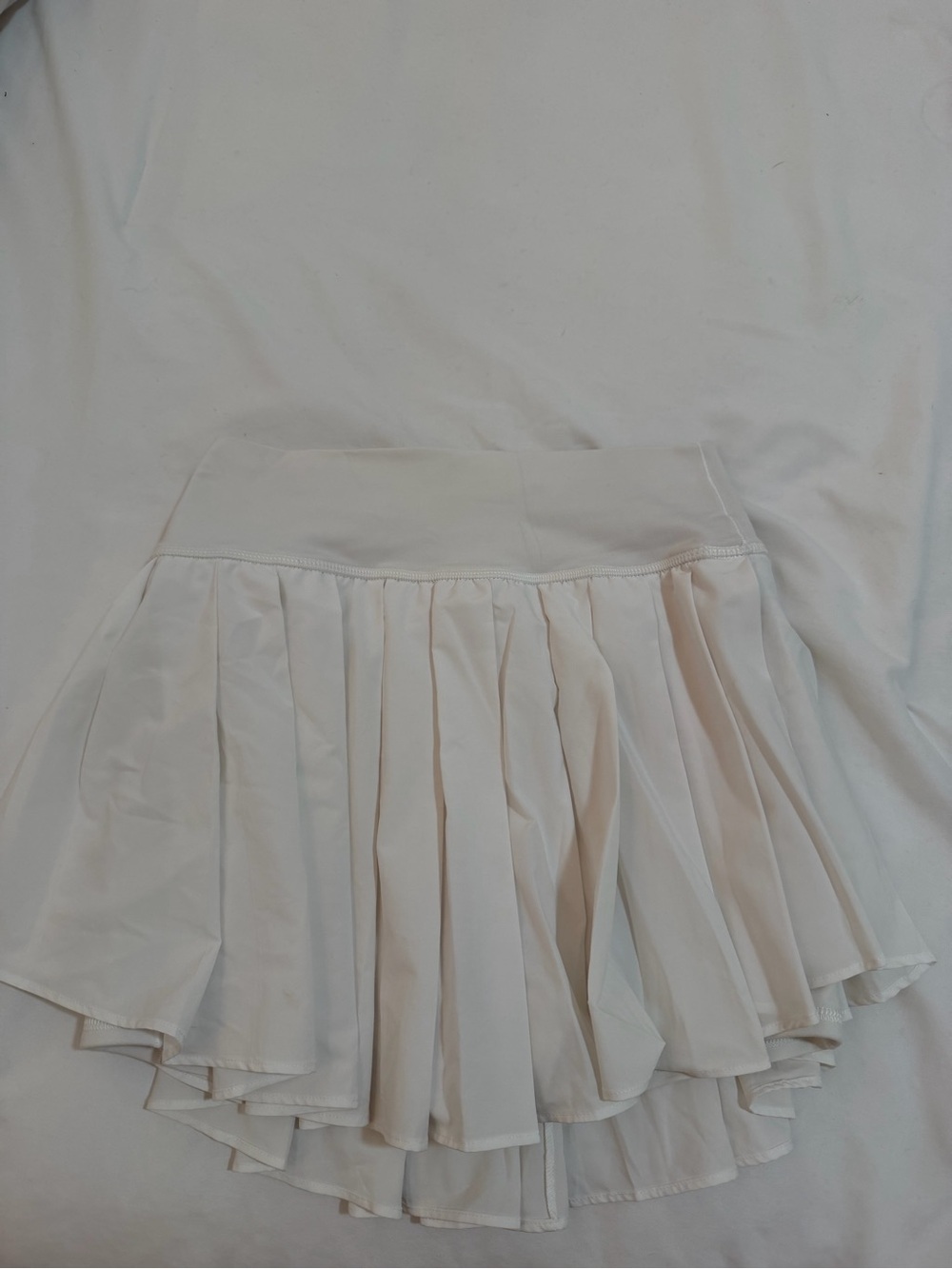 aerie Cream Pleated Skater Mini Skirt